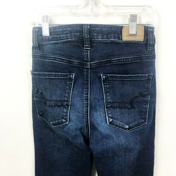 American Eagle Jeans Size 00 Highest Rise Jegging Blue Distressed Destroyed - Picture 3 of 7